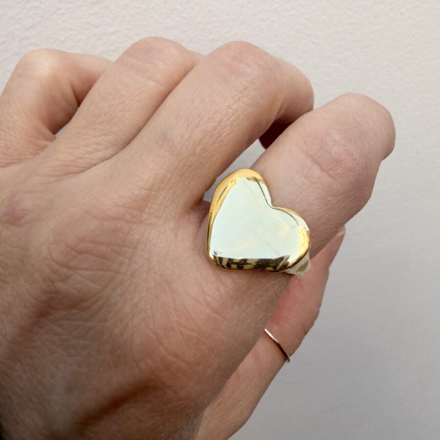 Chunky Heart Ring - Δαχτυλίδι Καρδιά 18Κ σε Ασήμι 925