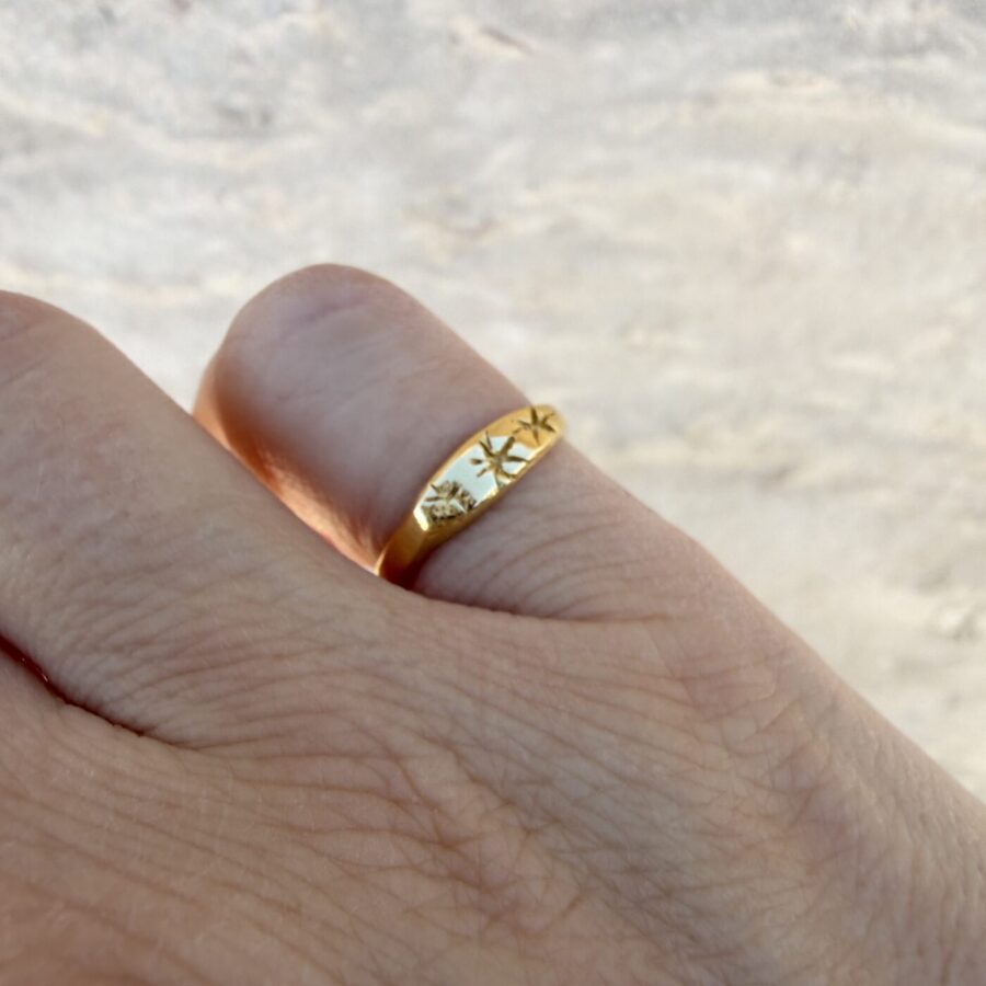 Gold Stars Pinky Ring - Χρυσό Σεβαλιέ Δαχτυλίδι με Αστέρια