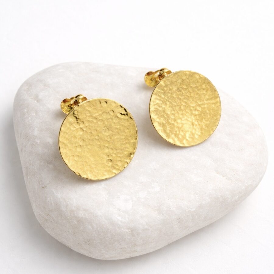 Circle Earrings -  Σφυρήλατα Στρογγυλά Σκουλαρίκια 18Κ σε Ασήμι 925