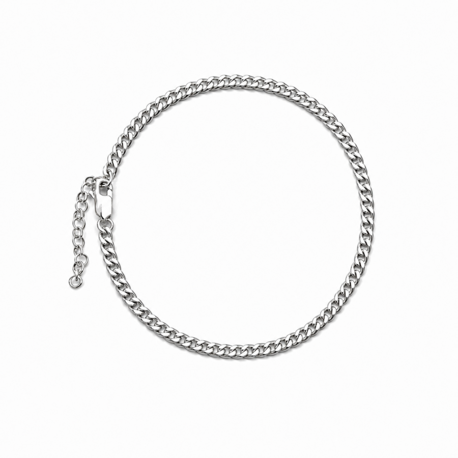 Sterling Silver Chain anklet, Βραχιόλι ποδιού